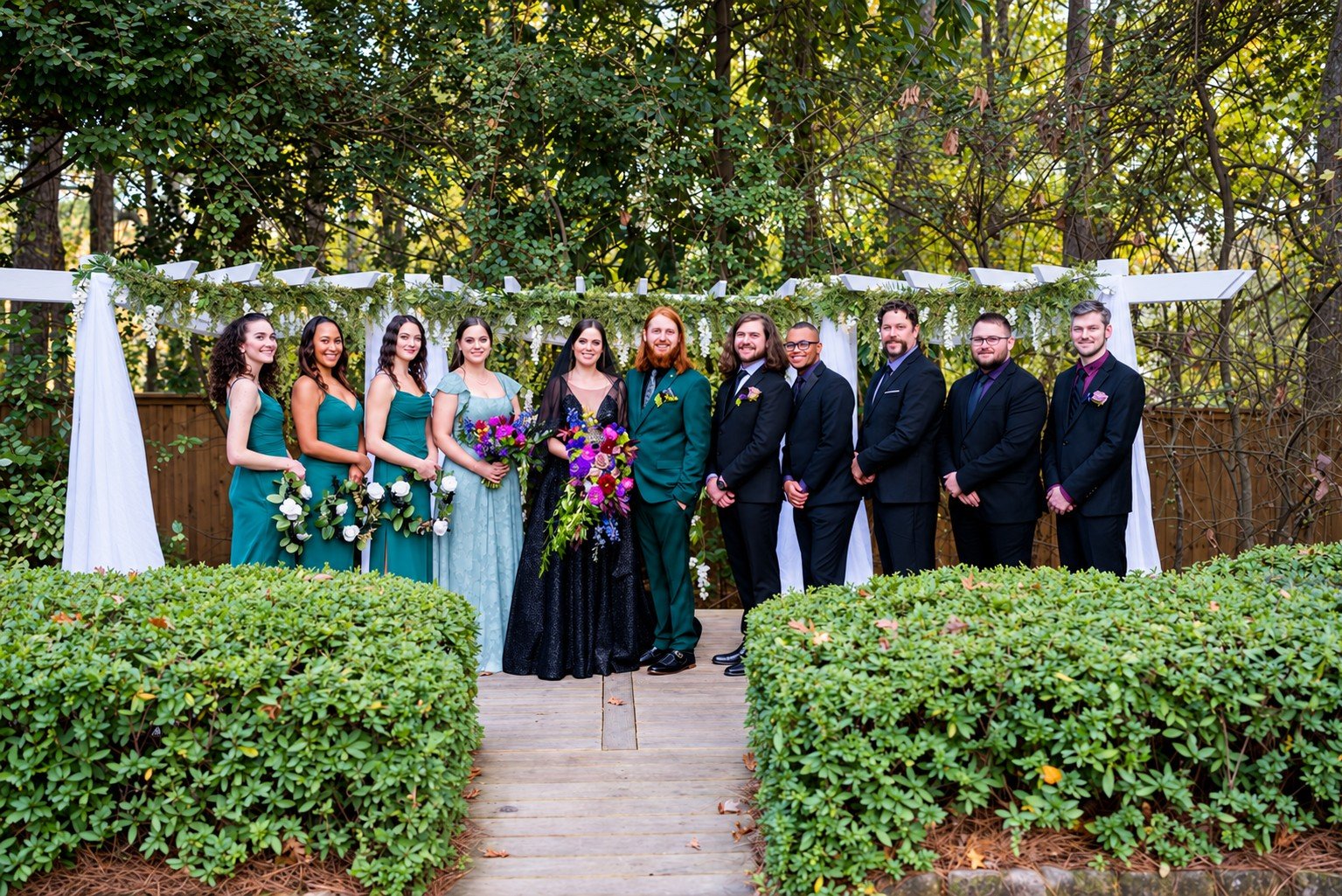 Parker and Olivia newlywed portraits at Four Oaks Manor in Buford