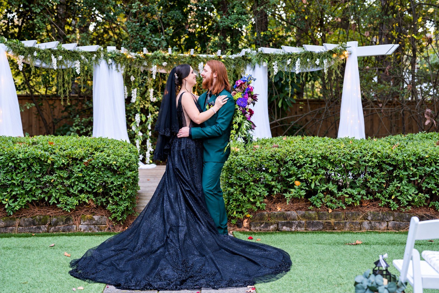 Parker and Olivia newlywed portraits at Four Oaks Manor in Buford