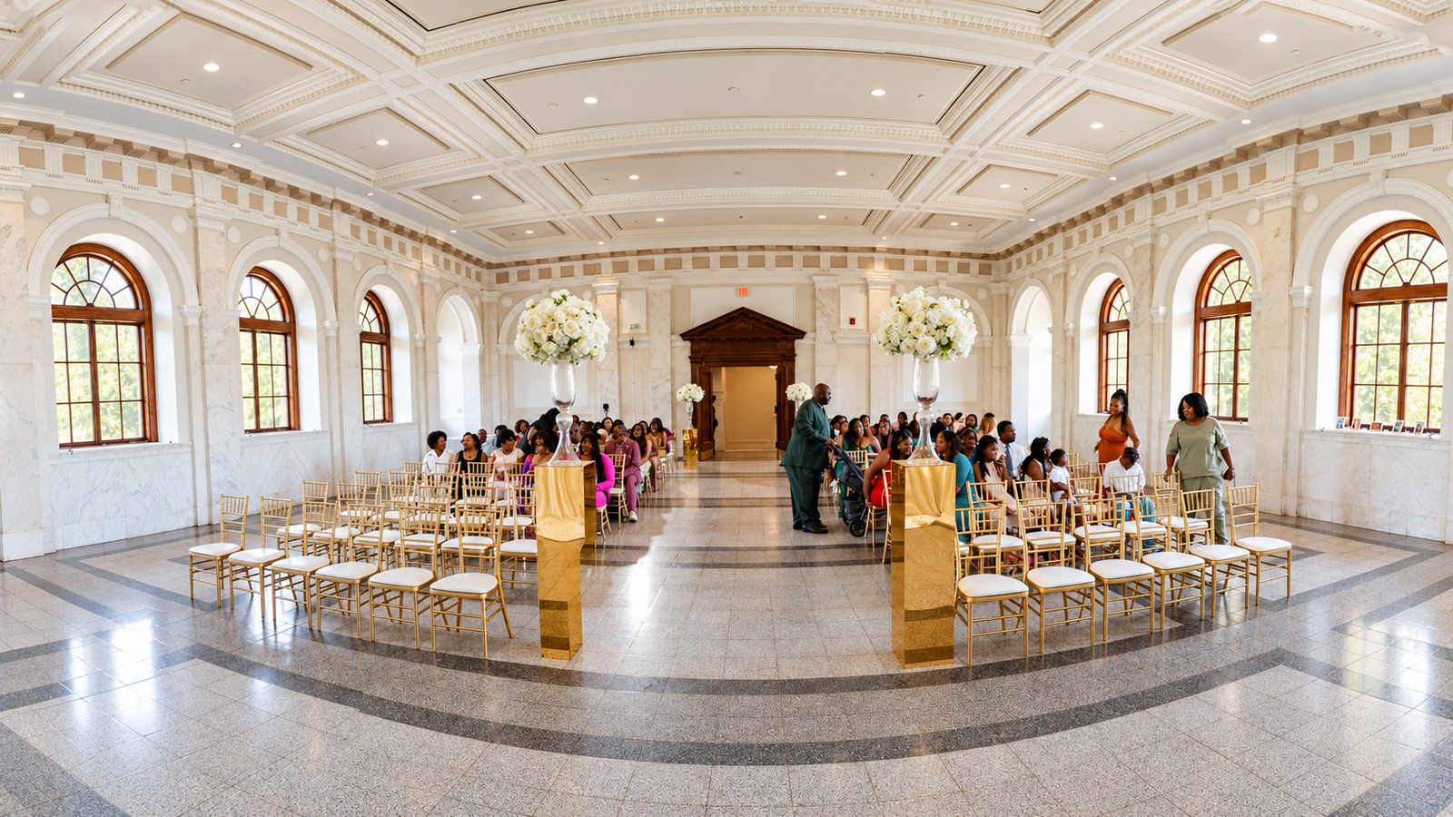 Ceremony setting for Aaliyah and Alex's wedding