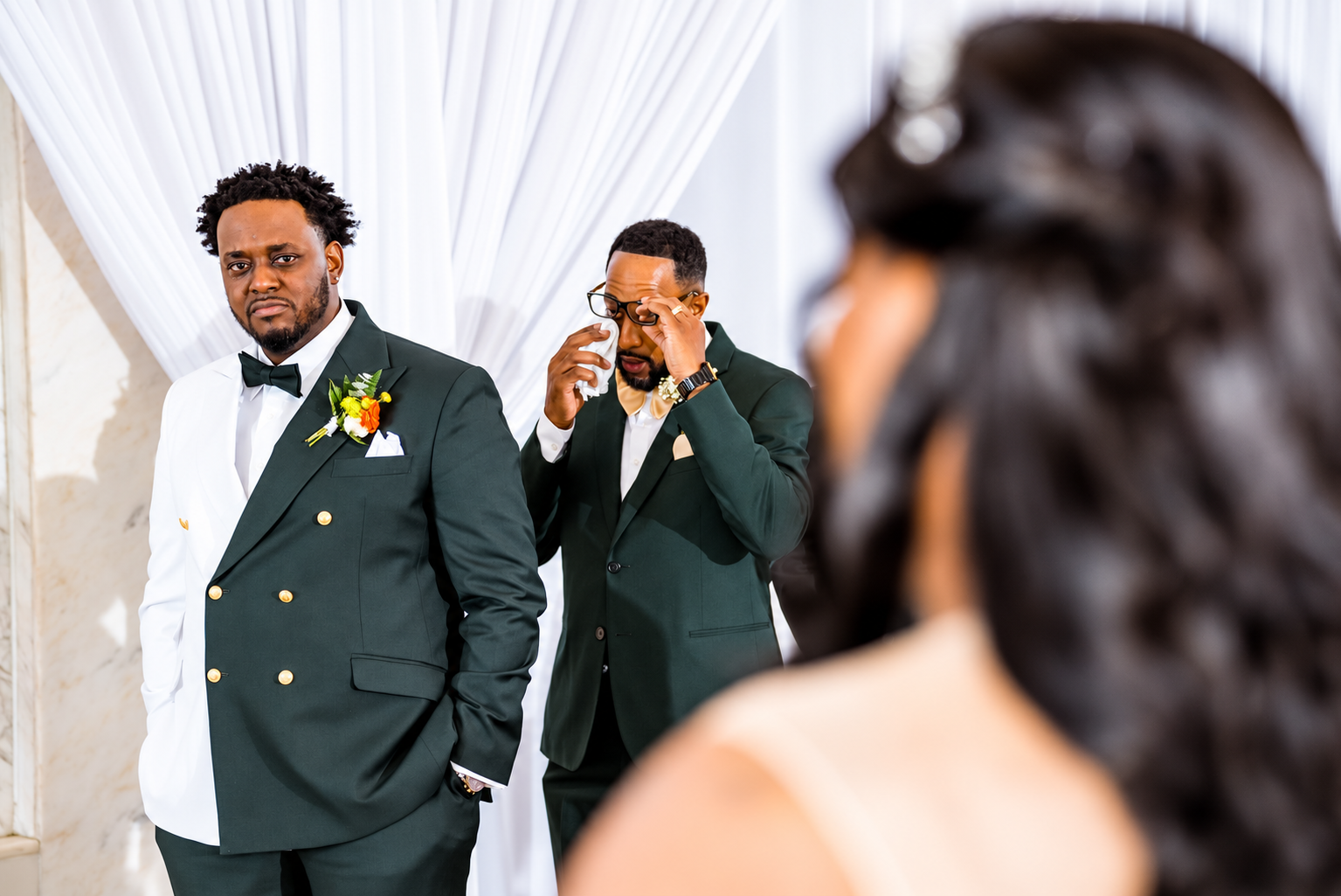 Alex reacting during the wedding ceremony