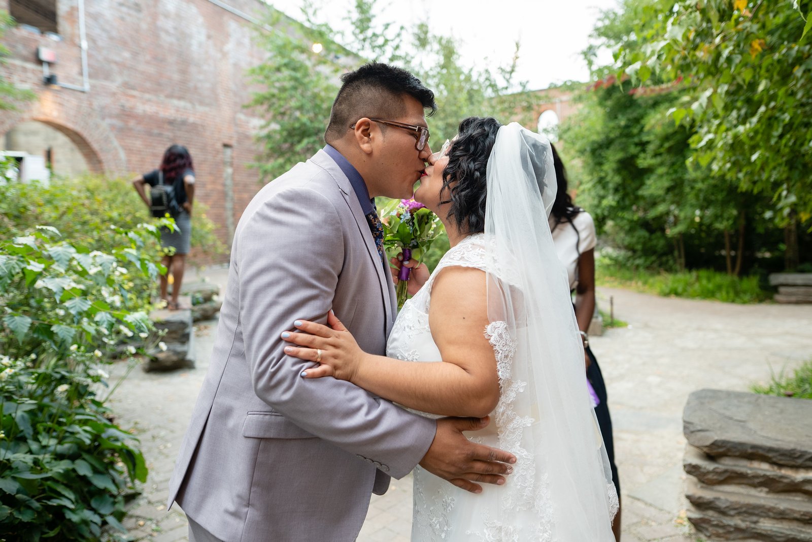 Brenda and David kiss at the end of their ceremony.