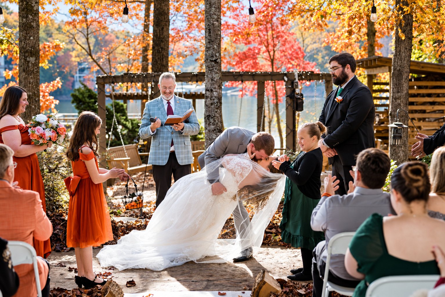 Danielle and Trey—ceremony kiss