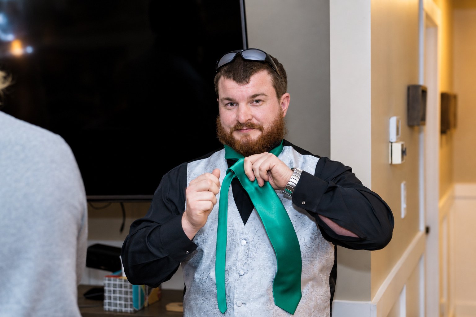 Danielle and Trey—groom getting ready