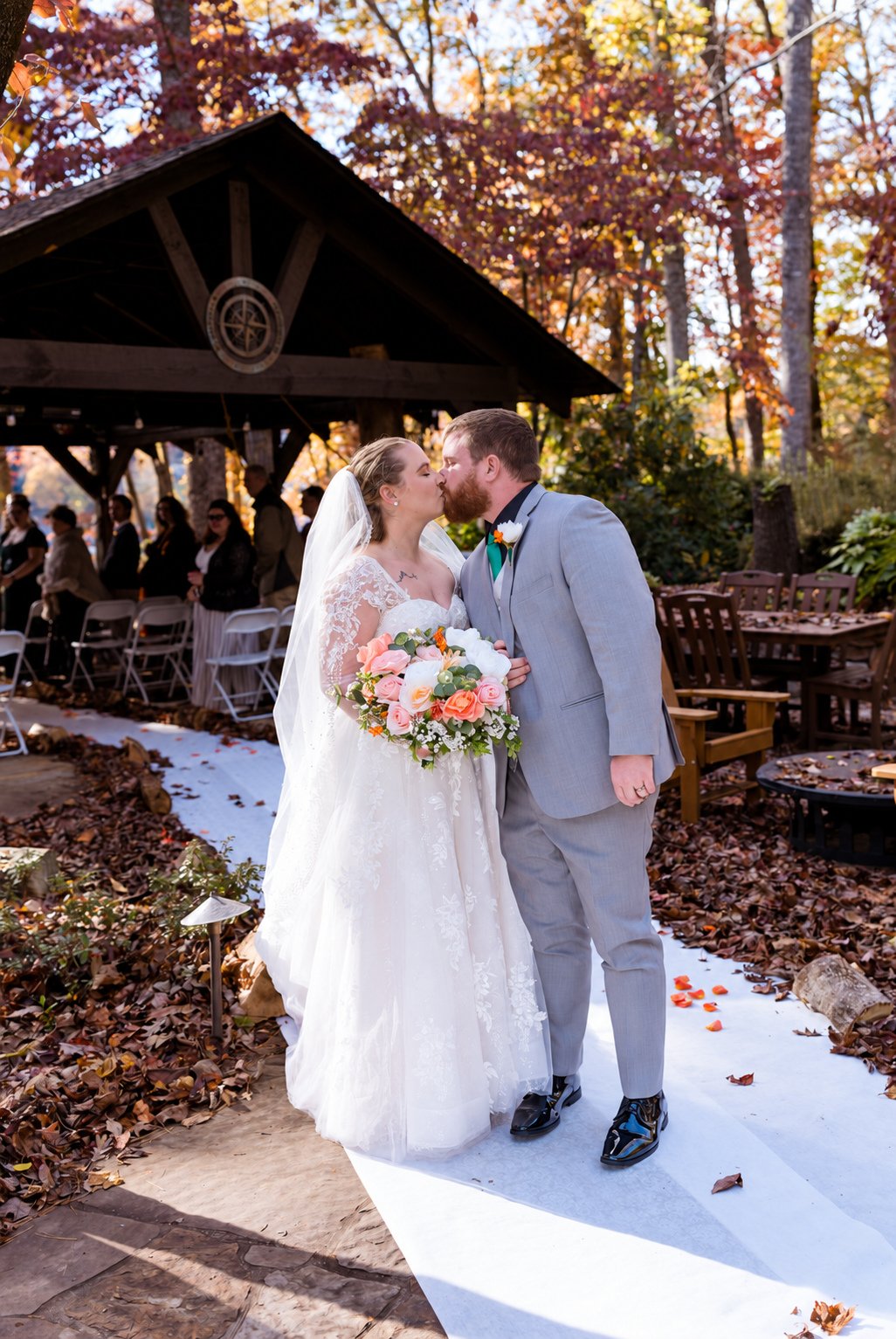 Danielle and Trey—recessional kiss
