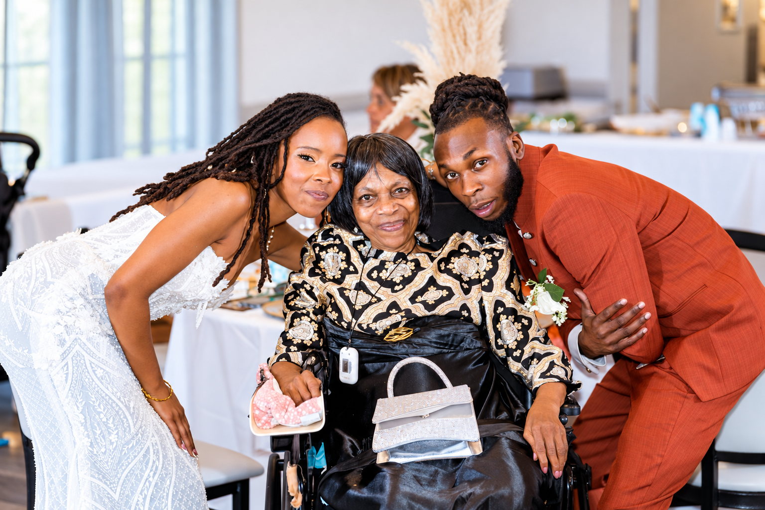 Couple family celebration at Burnett and Jaelyn's wedding