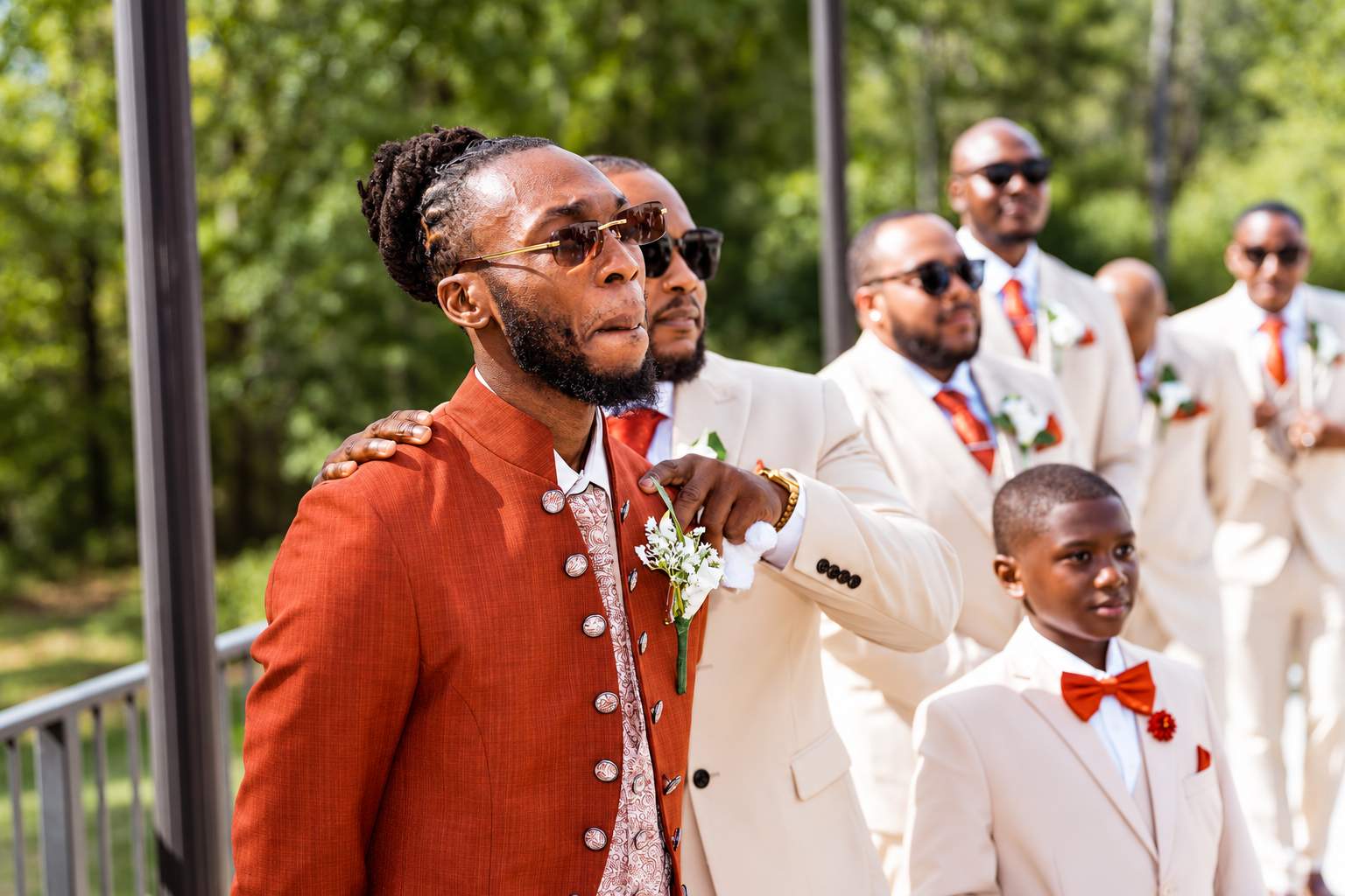 Groom ceremony reaction at Burnett and Jaelyn's wedding