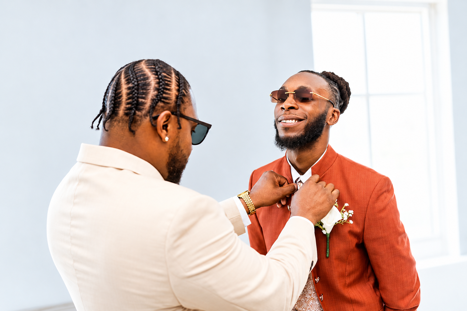 Groom getting ready at Burnett and Jaelyn's wedding