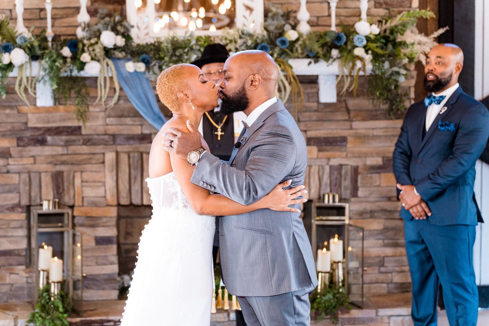 Maurice and Jillian share their ceremony kiss