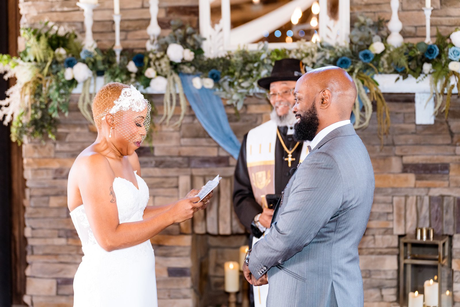 Jillian reads her vows to Maurice