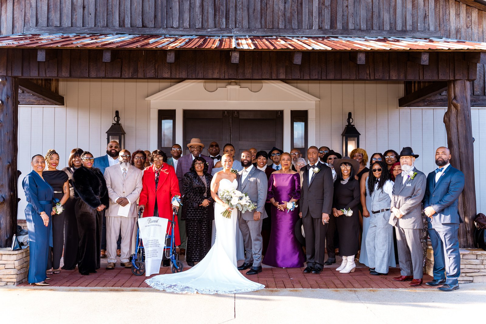 Maurice and Jillian gather with family outside the farmstead