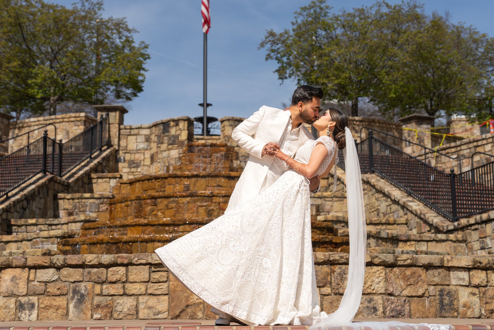 Shahzain dips Mehreen for a kiss on the stone steps