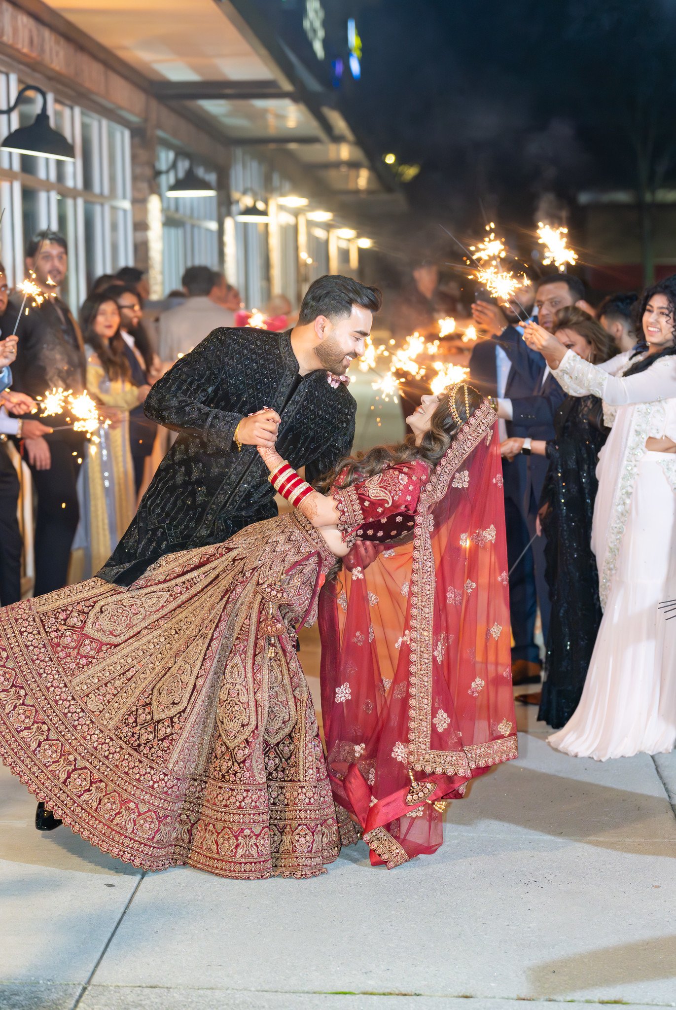 Shahzain dips Mehreen beneath the sparklers at the end of the celebration