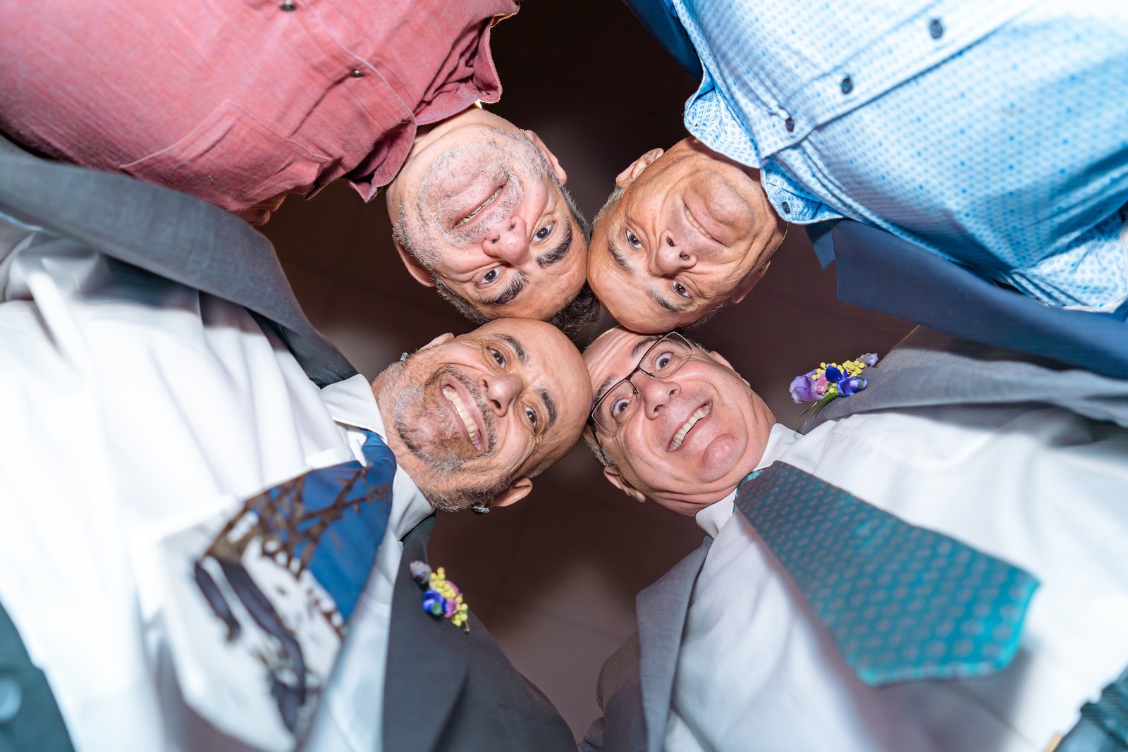 Playful overhead portrait of Noris with friends