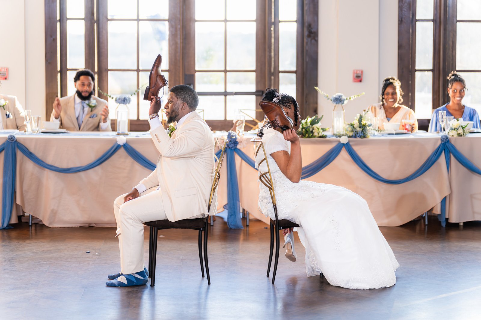 Tanjana and Marcel play the wedding shoe game