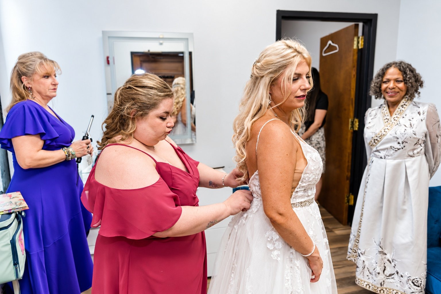 Finishing touches to Mikayla’s wedding dress