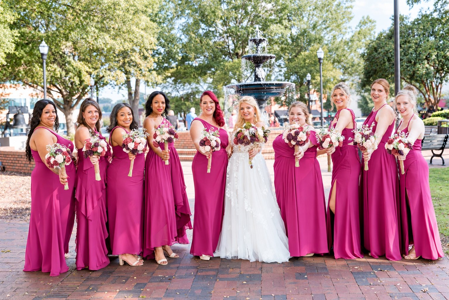 Mikayla with her bridesmaids in Marietta Square