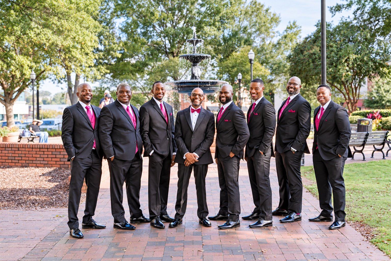 Franz and his groomsmen in Marietta Square
