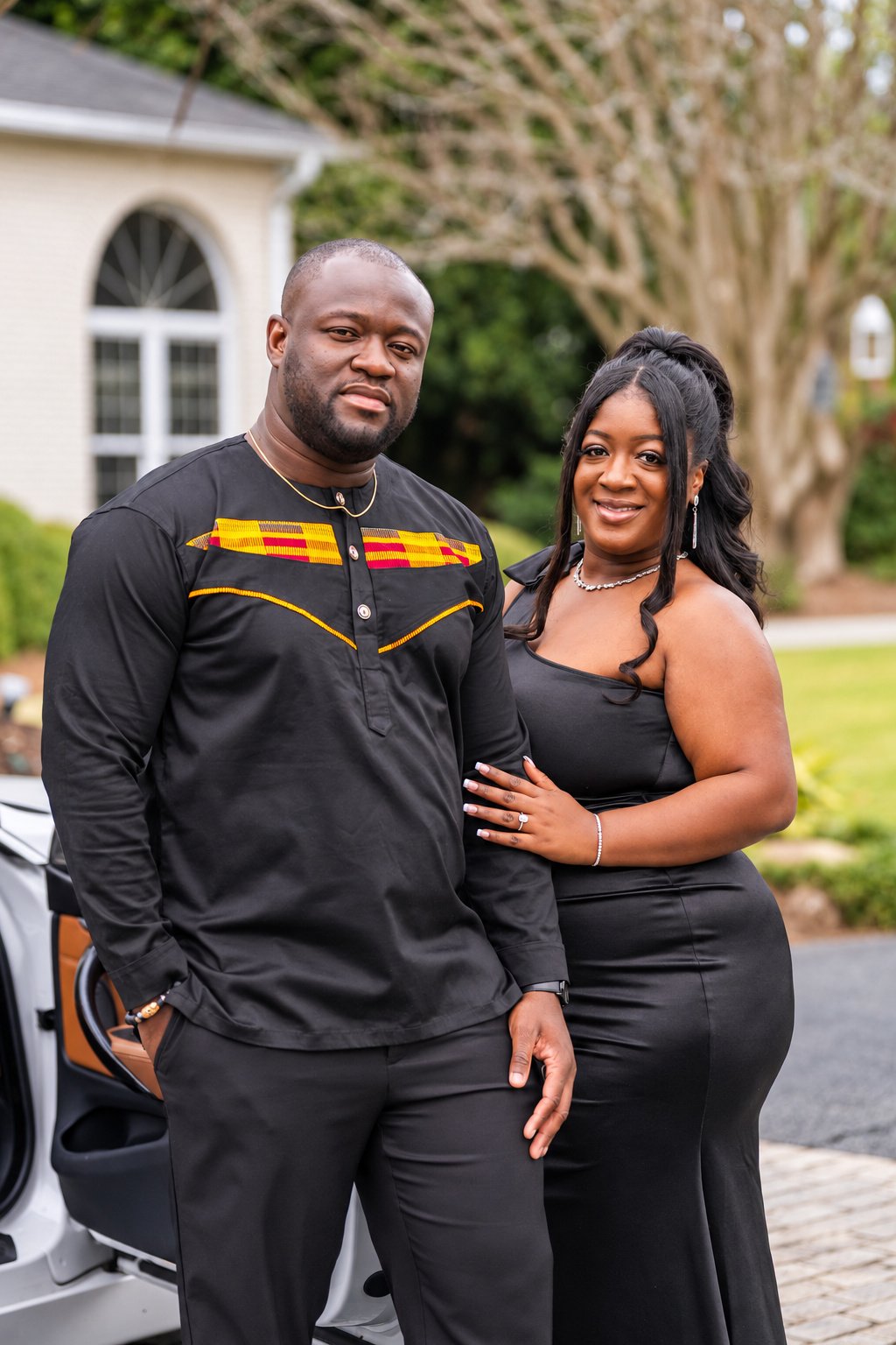 Close couple portrait in black attire
