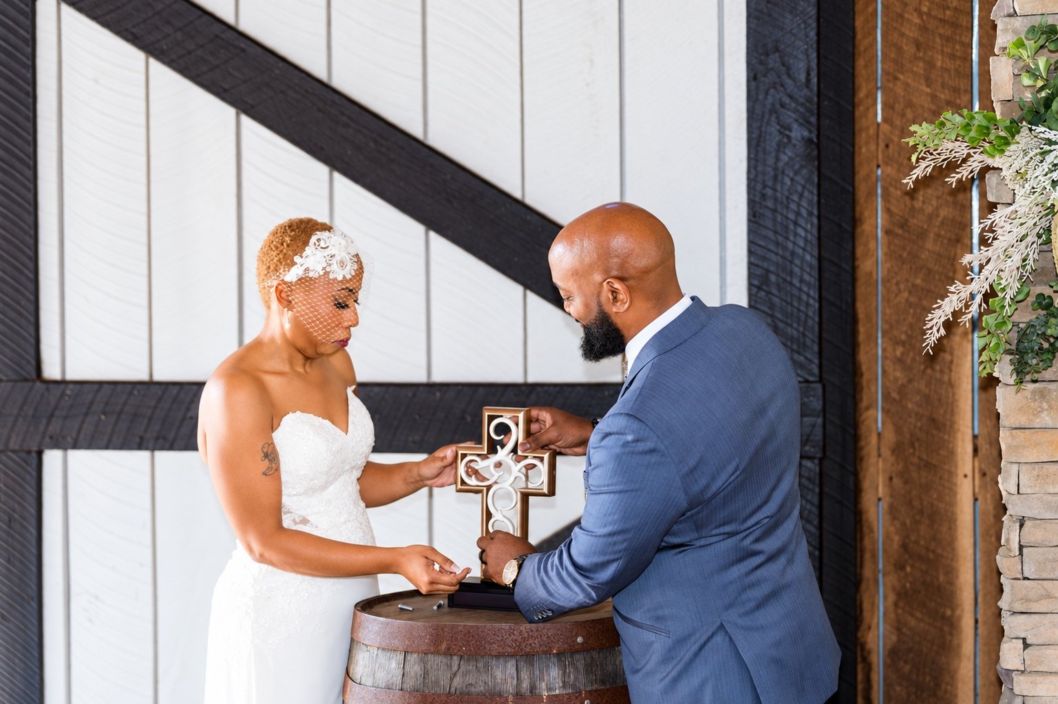 Maurice and Jillian sharing a moment during their unity ceremony
