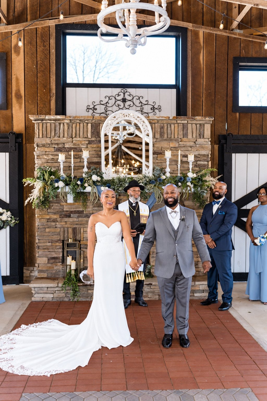 Maurice and Jillian walking down the aisle together after the ceremony