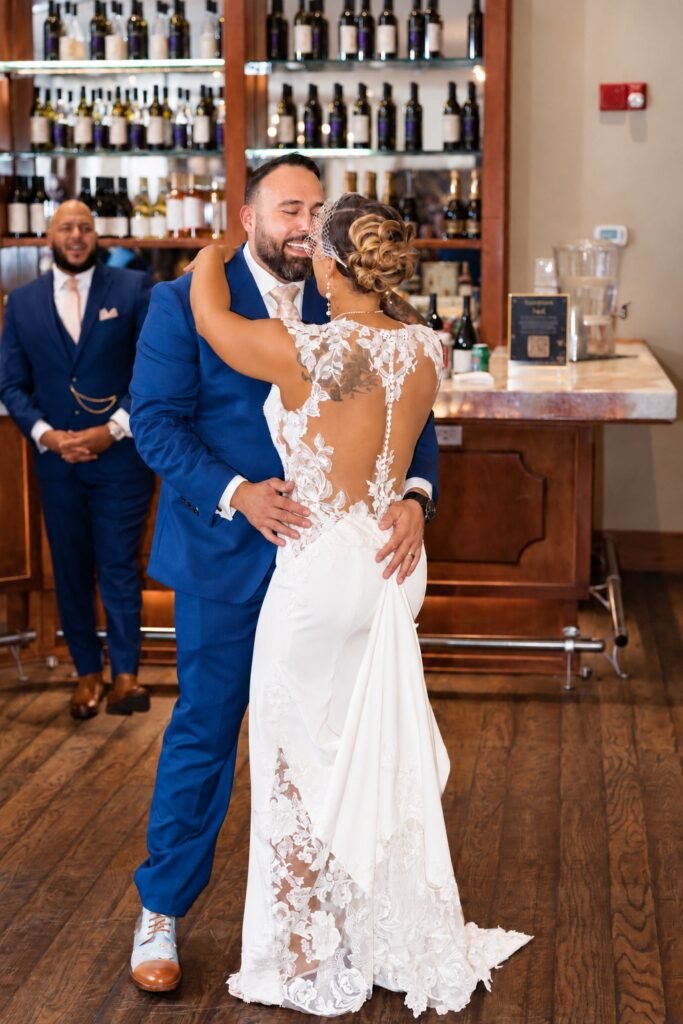 Couple dancing at the reception at Montaluce Winery in Dahlonega, Georgia.