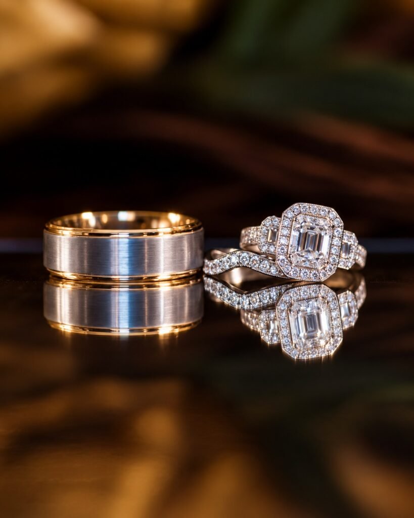 Wedding rings at Montaluce Winery in Dahlonega, Georgia.